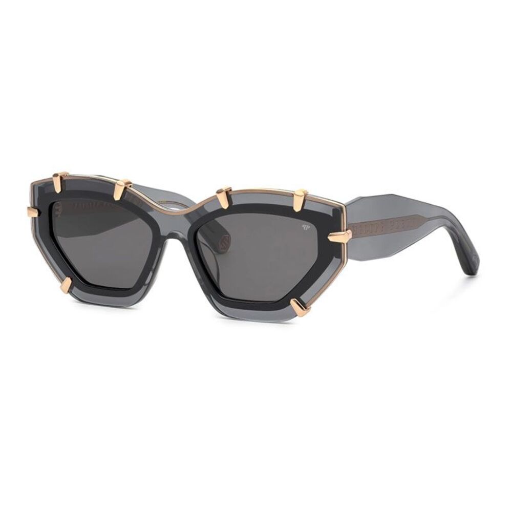 Philipp Plein Sunglasses Cat Eye Full Rim, Transparent Grey/Gold Frame and